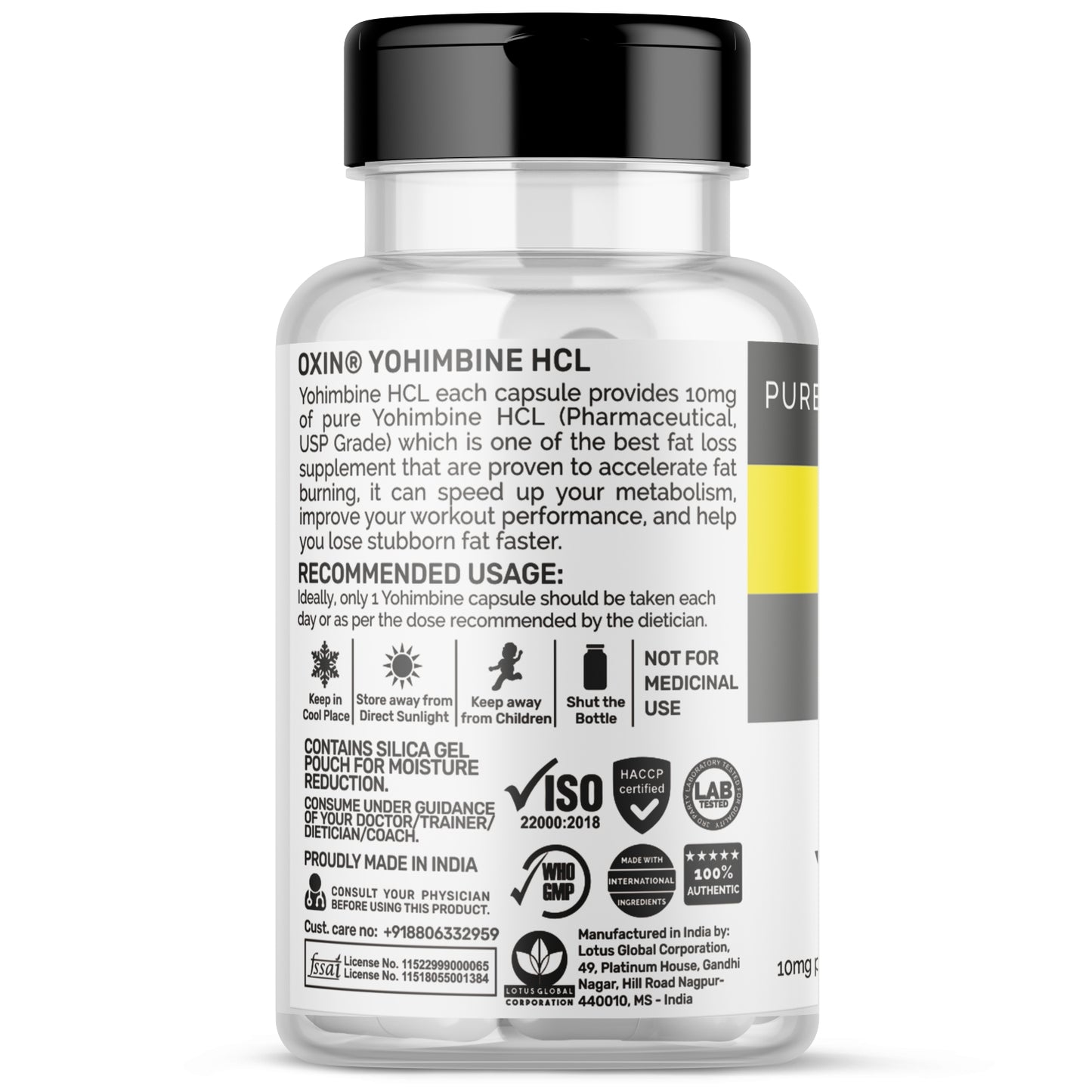 Oxin Nutrition® Yohimbine HCL 10mg Potent Fat Burner - PRO GRADE