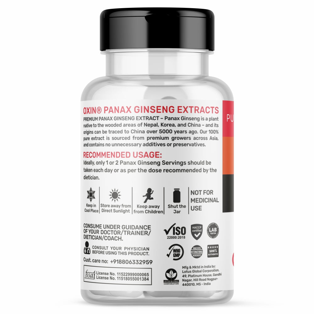 Oxin® Nutrition Panax Ginseng Extract  Capsules