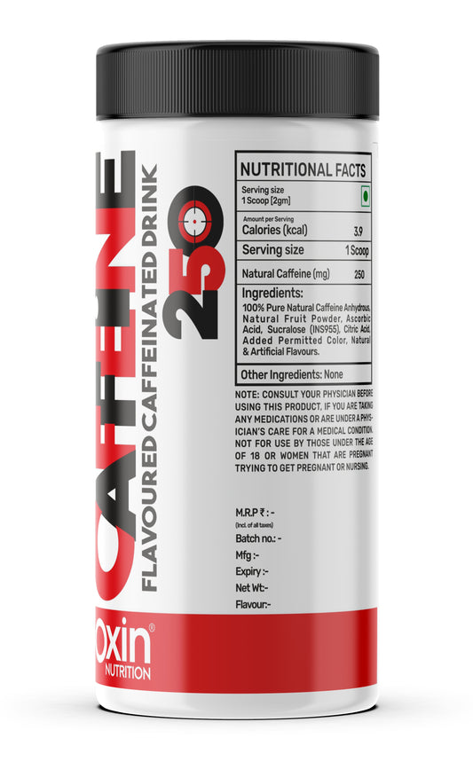 Oxin Nutrition Caffeine Powder – 250mg per Serving (80g | 40 Servings)