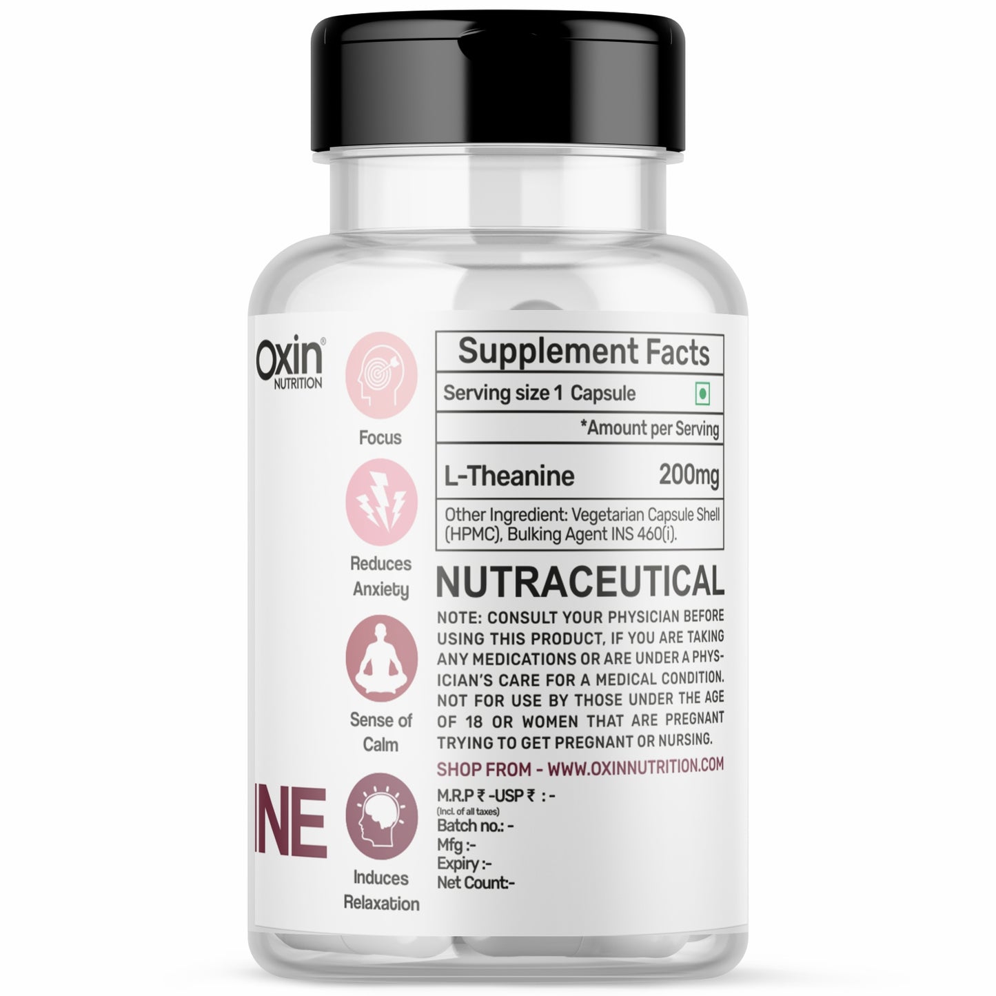 Oxin® Nutrition L Theanine 200mg Capsules