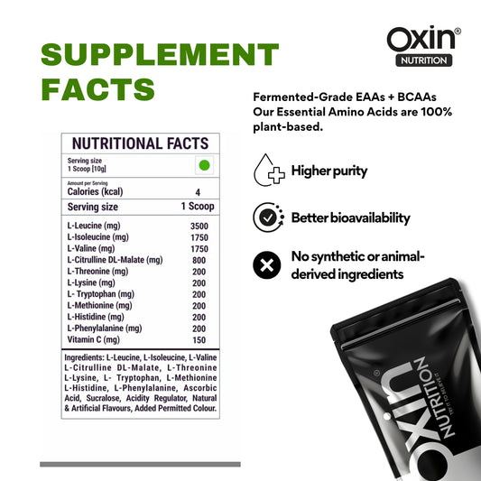 Oxin Nutrition® EAA Essential Amino Acids 400g Watermelon Intra-Workout/Post-Workout Advanced Formula (EAA+BCAA)