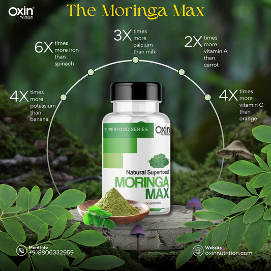 Oxin® Nutrition Moringa Capsules 100% Pure Leaf Powder | Natural Energy, Immunity & Wellness Boost
