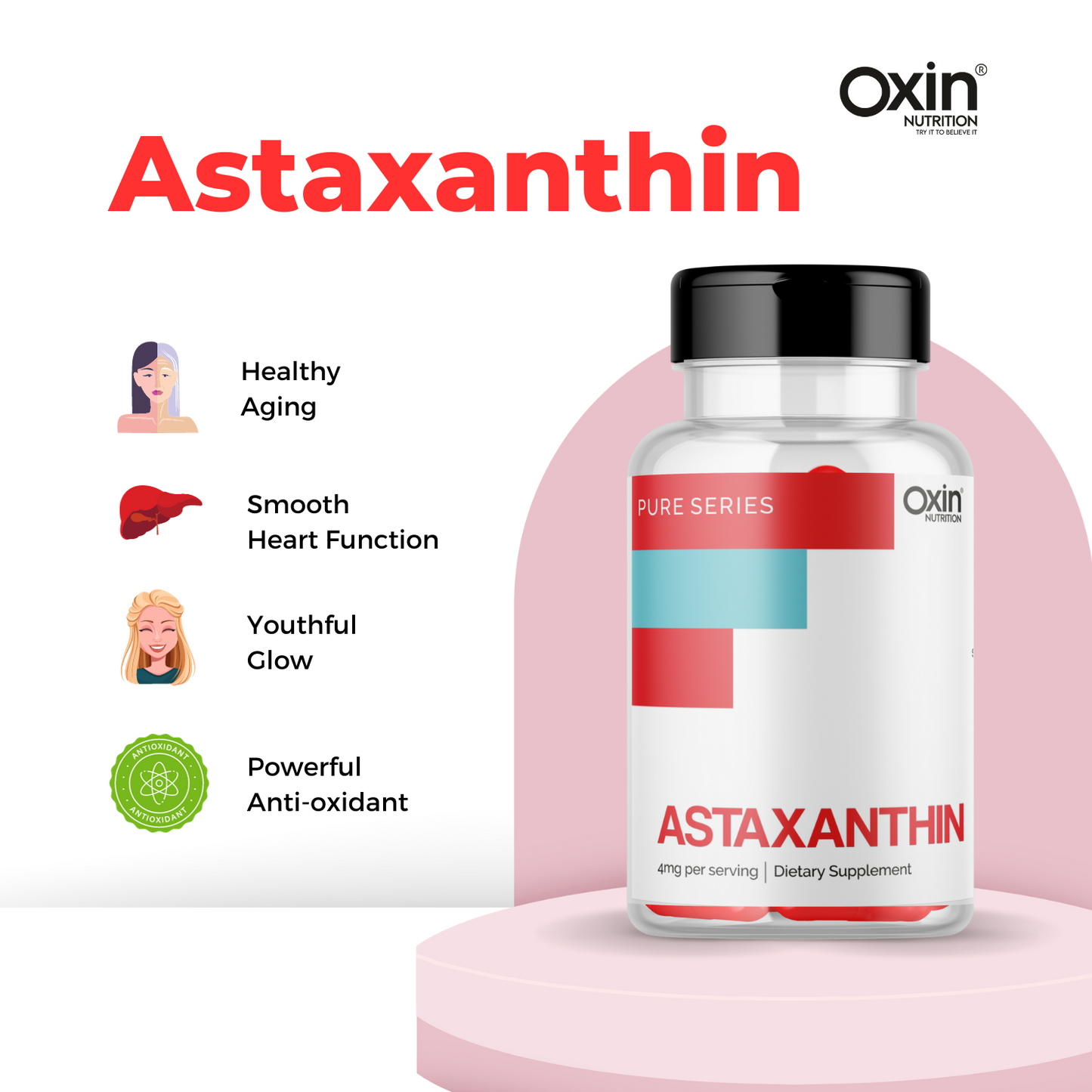 Oxin® Nutrition Astaxanthin 4mg Capsules