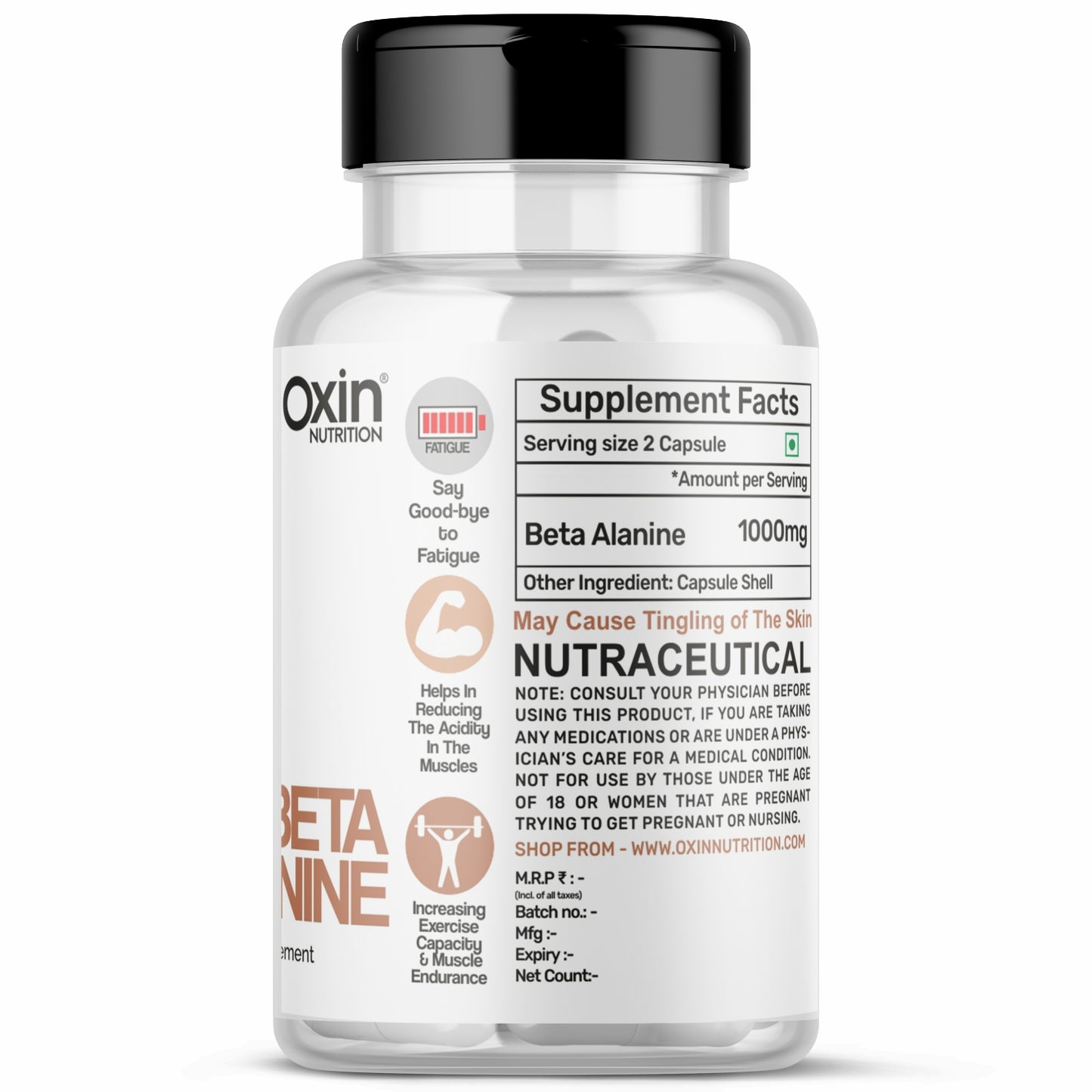 Oxin® Nutrition Beta Alanine 1000mg Capsules