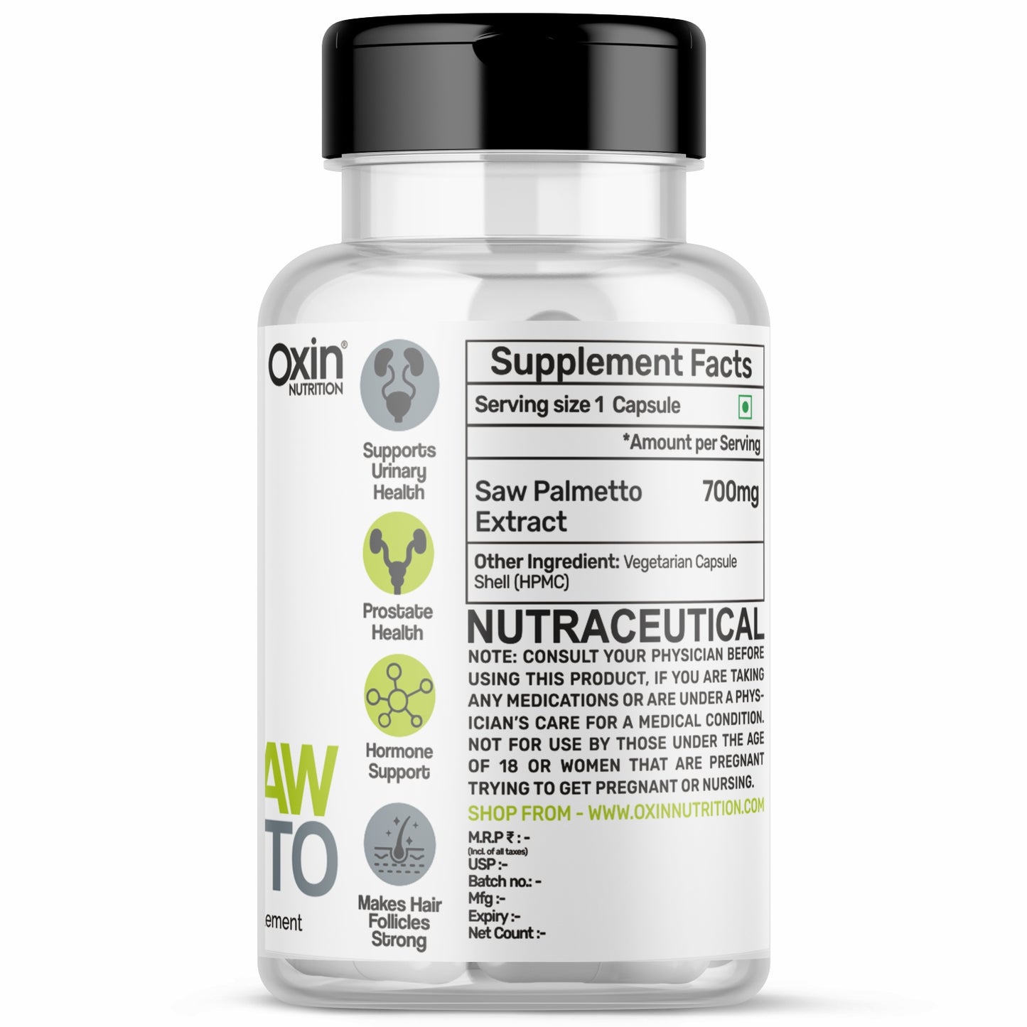 Oxin® Nutrition Saw Palmetto Capsules