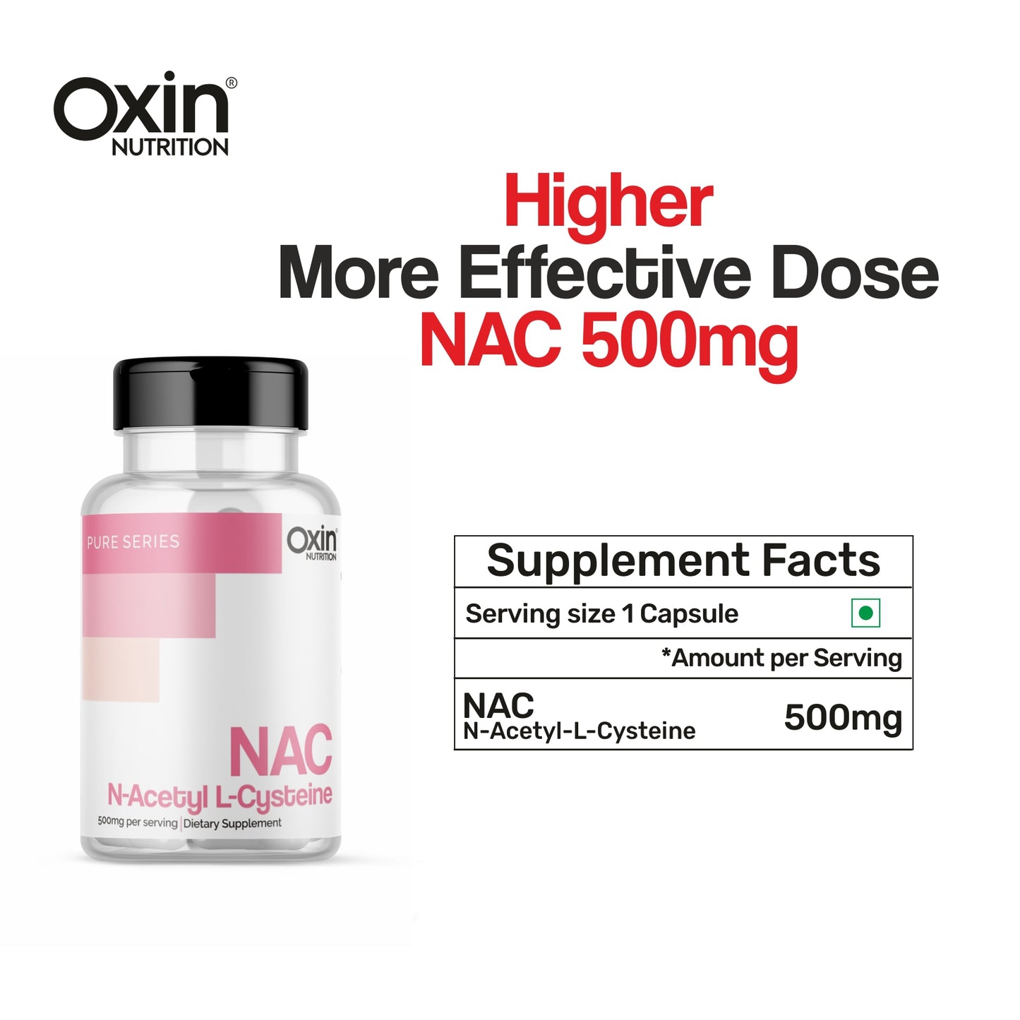 Oxin® Nutrition NAC N-Acetyl L-Cysteine CAP