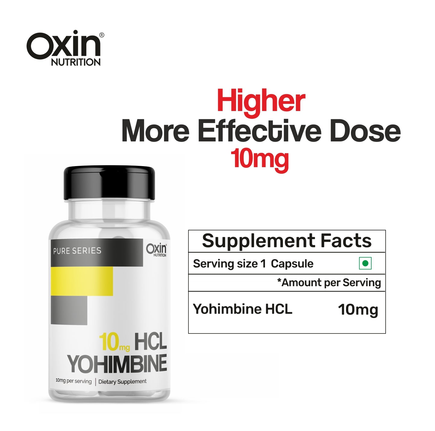 Oxin Nutrition® Yohimbine HCL 10mg Potent Fat Burner - PRO GRADE