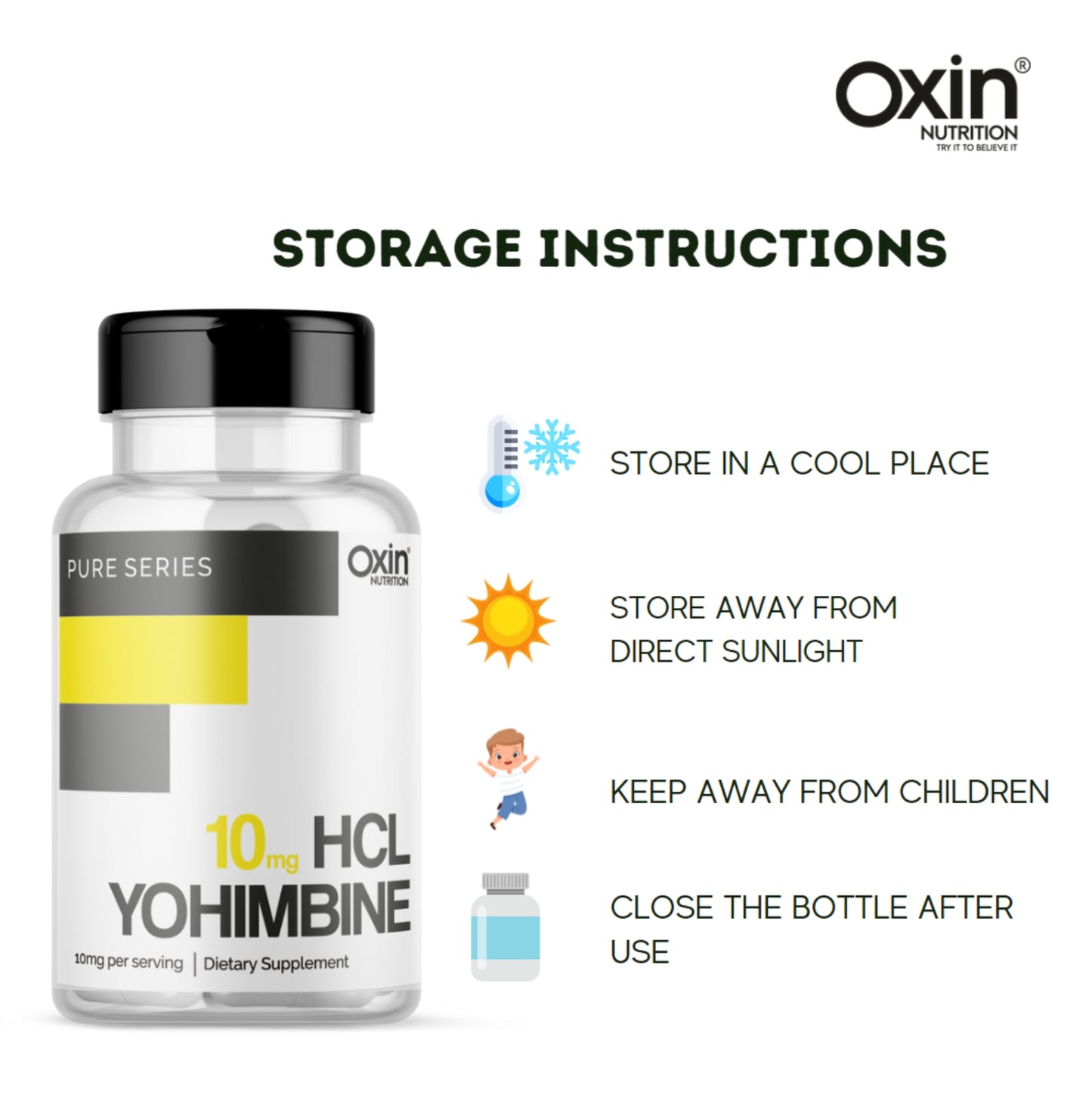 Oxin Nutrition® Yohimbine HCL 10mg Potent Fat Burner - PRO GRADE