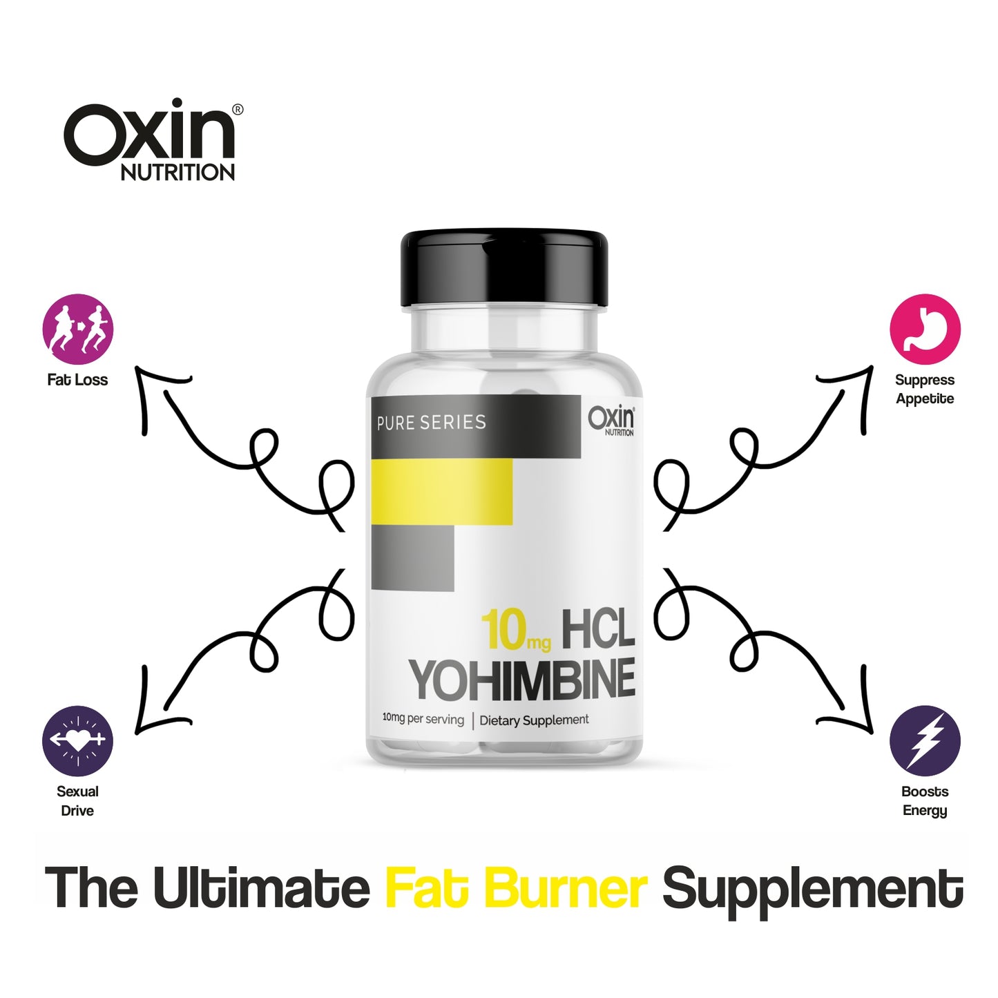 Oxin Nutrition® Yohimbine HCL 10mg Potent Fat Burner - PRO GRADE