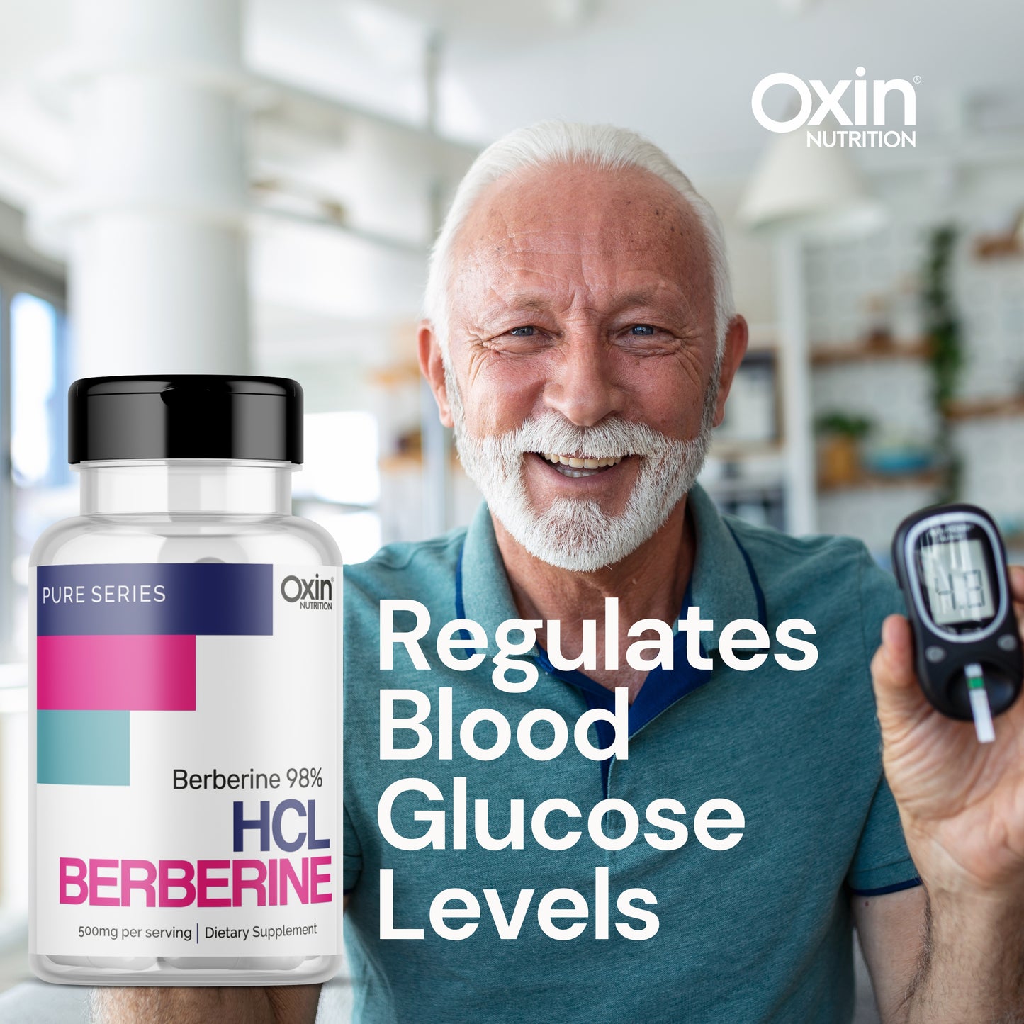 Oxin Nutrition® Berberine HCL 500mg Capsules - 98% Highly Purified and Bioavailable Supplement - 82:1 Concentrated Formula