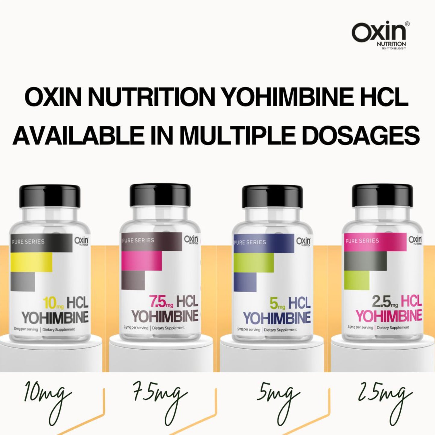 Oxin Nutrition® Yohimbine HCL 7.5mg Potent Fat Burner - PRO GRADE