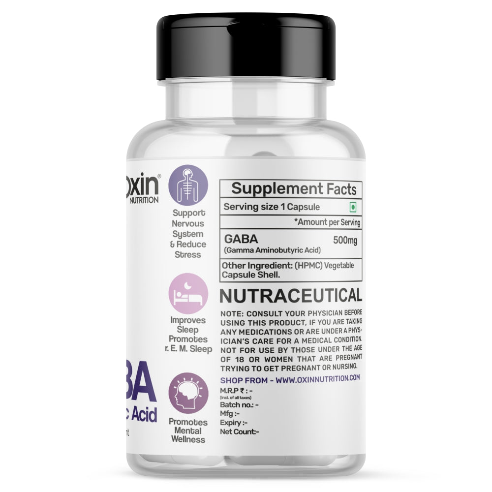 Oxin® Nutrition GABA Gamma Aminobutyric Acid 500mg