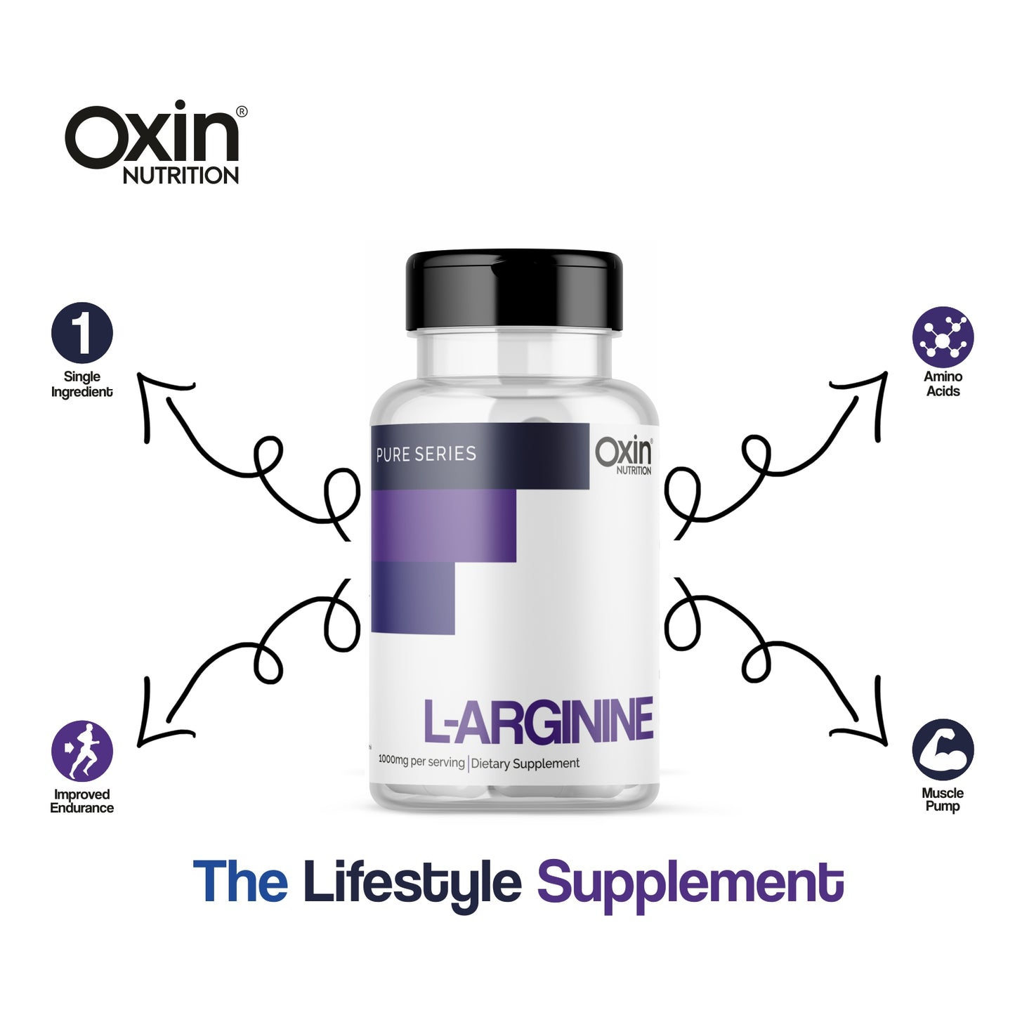 Oxin® Nutrition L-Arginine Nitric Oxide Production 1000mg Capsules