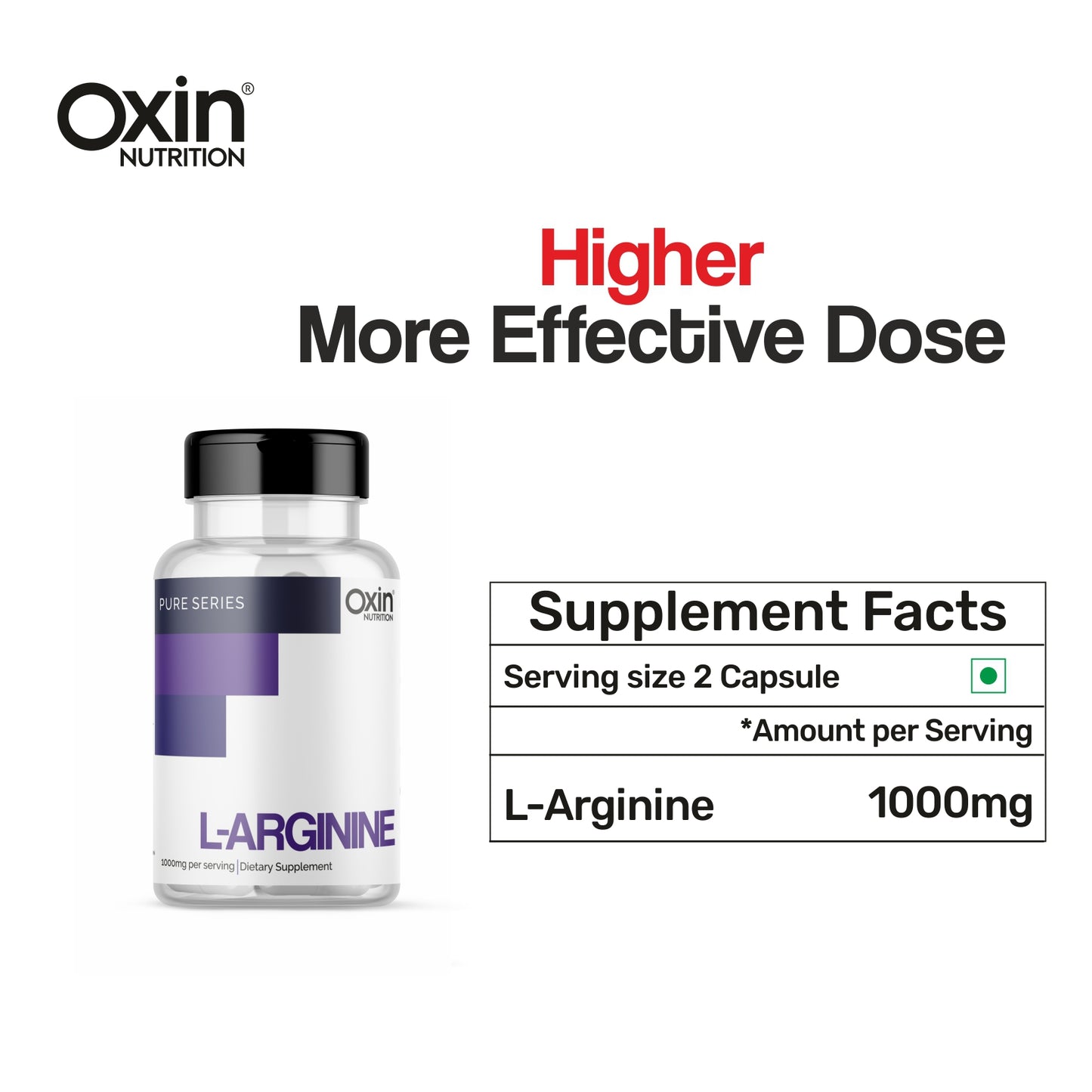 Oxin® Nutrition L-Arginine Nitric Oxide Production 1000mg Capsules