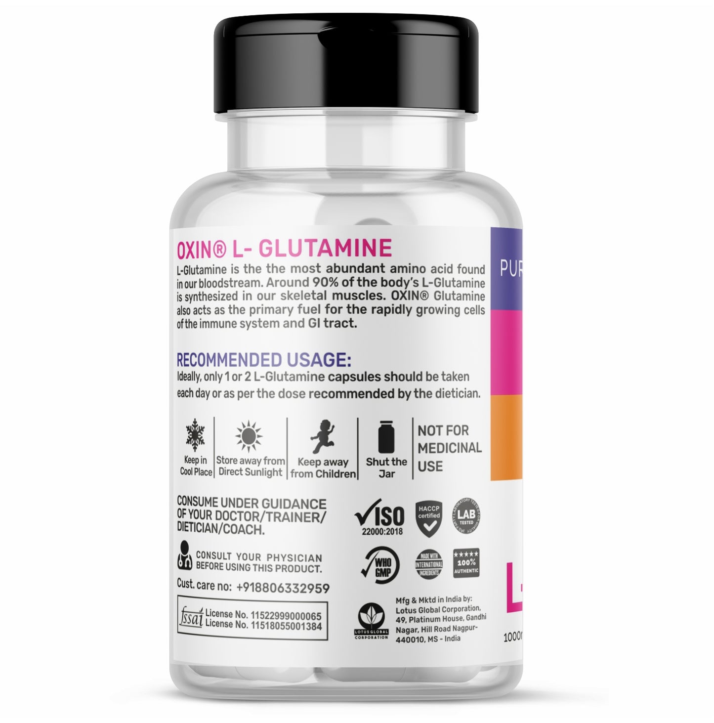Oxin® Nutrition L Glutamine 1000mg Capsules