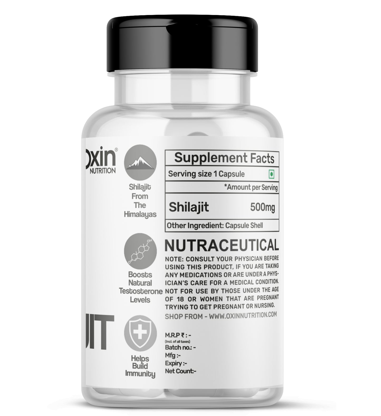 Oxin® Nutrition Shilajit Capsules for Strength Vitality and Longevity