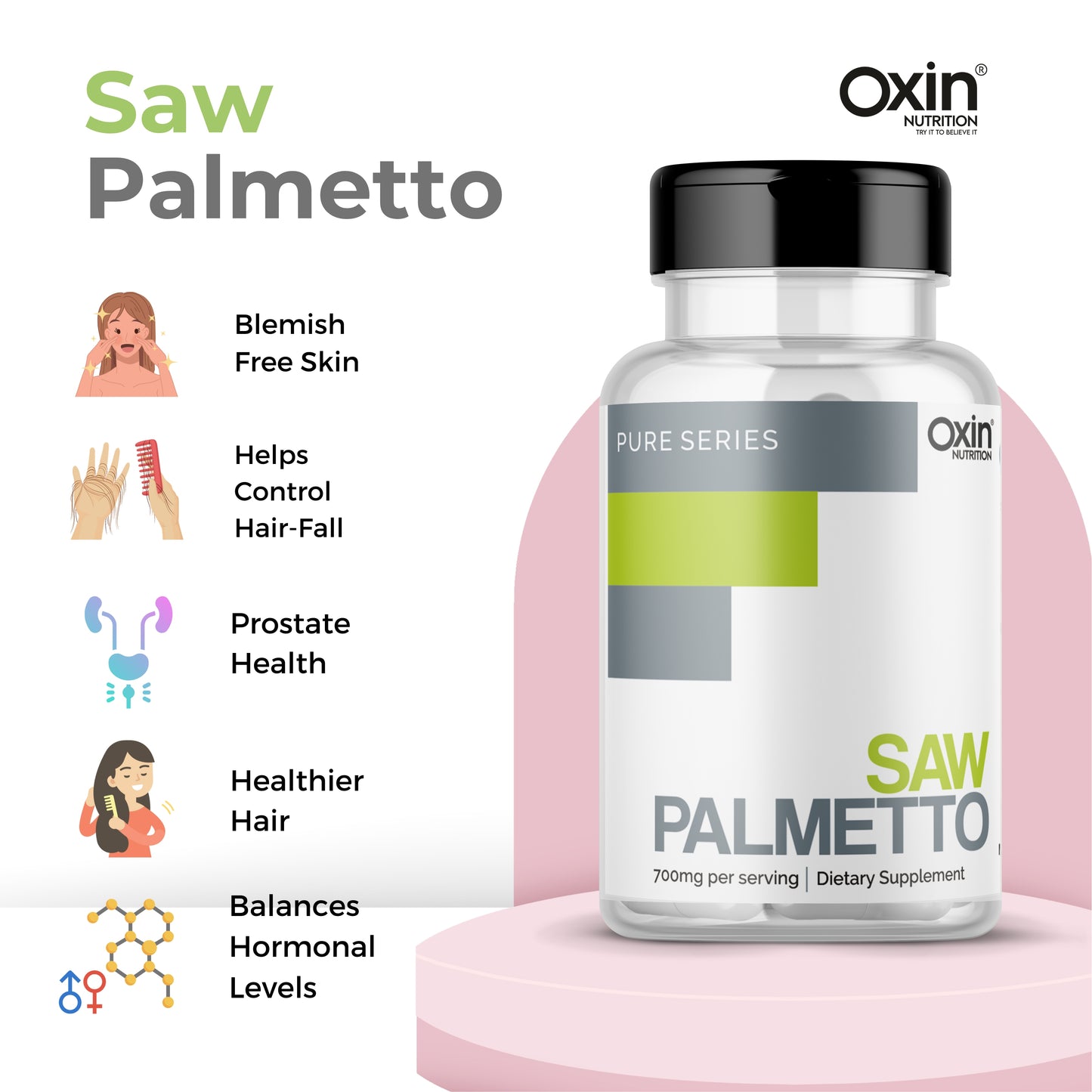 Oxin® Nutrition Saw Palmetto Capsules