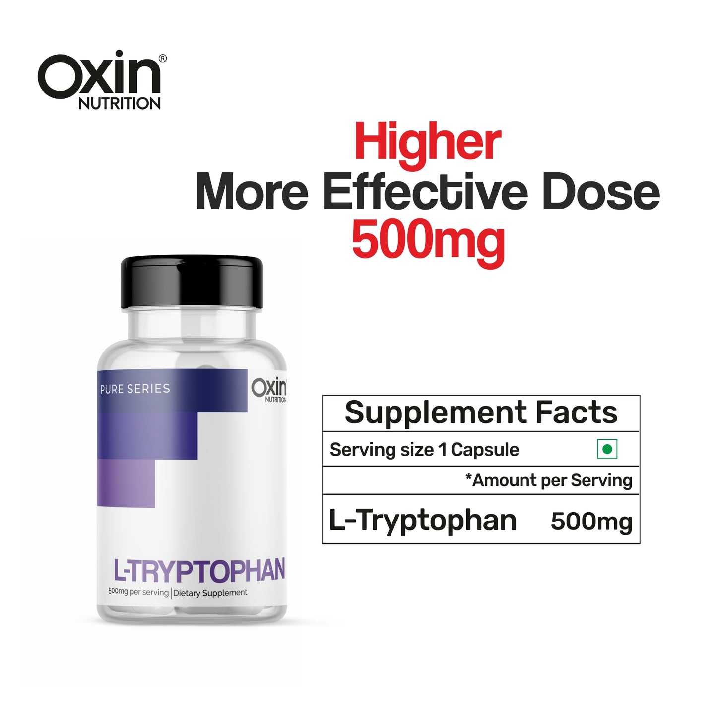 Oxin® Nutrition L Tryptophan 500mg Capsules