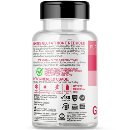Oxin Nutrition Glutathione REDUCED 500mg Caps For Korean Glowing, Rad Oxin Nutrition Glutathione REDUCED 500mg Caps For Korean Glowing, Rad