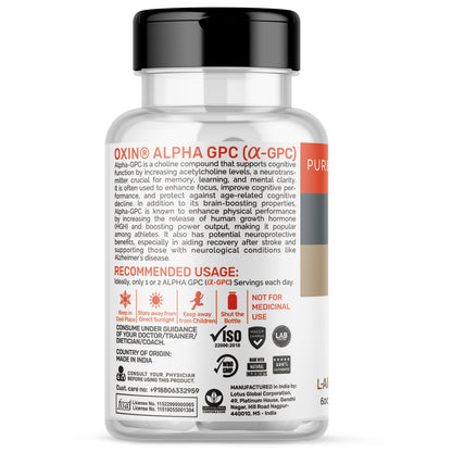 Oxin Nutrition Alpha GPC (α-GPC) 600mg - Premium Choline Source