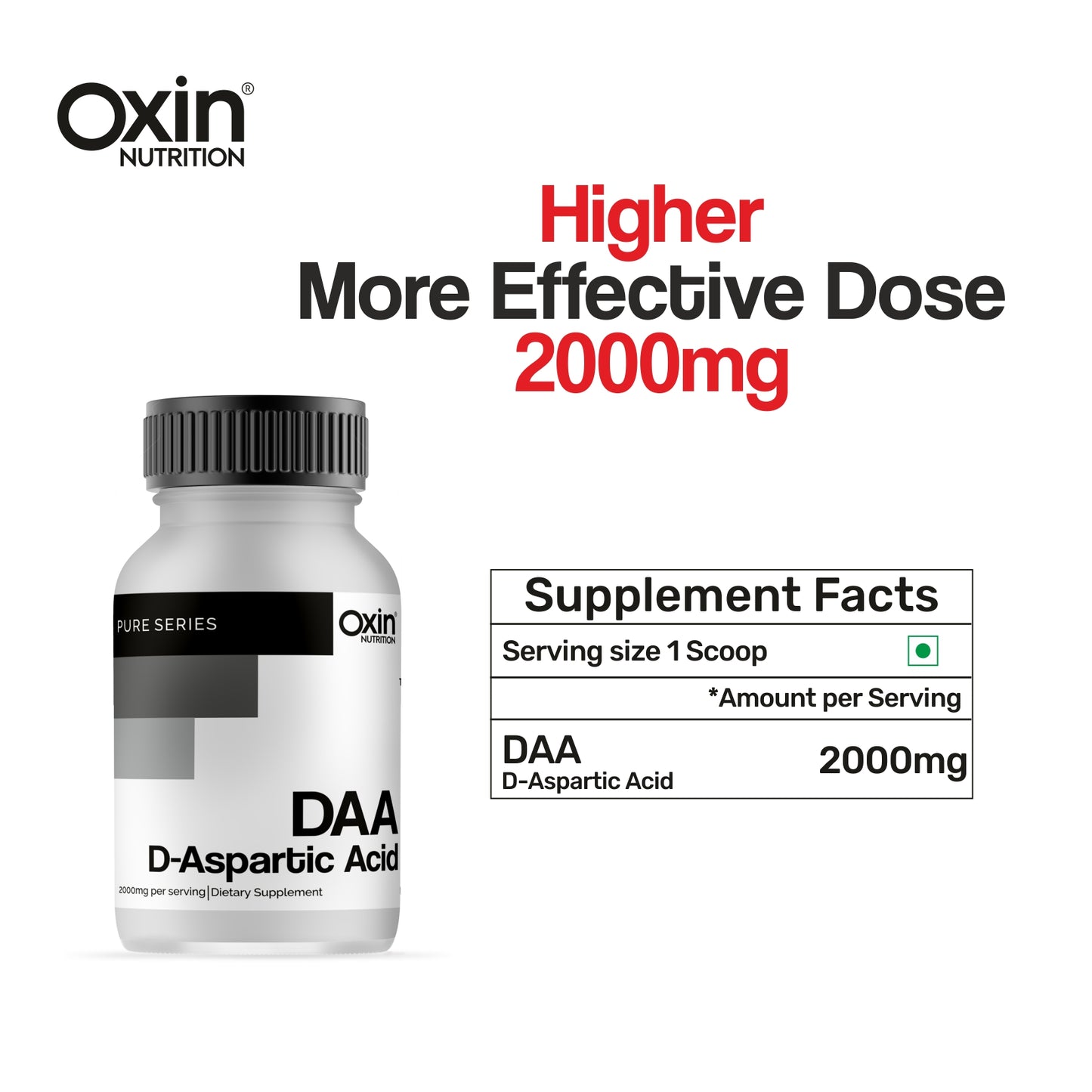 Oxin Nutrition D Aspartic Acid Powder DAA - IMPORTED DAA Powder