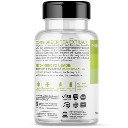 Oxin Nutrition® Green Tea Extract Slim & Detox Capsules for Natural Weight Management and Energy Boost, with Antioxidant Power of Vitamin C Capsules