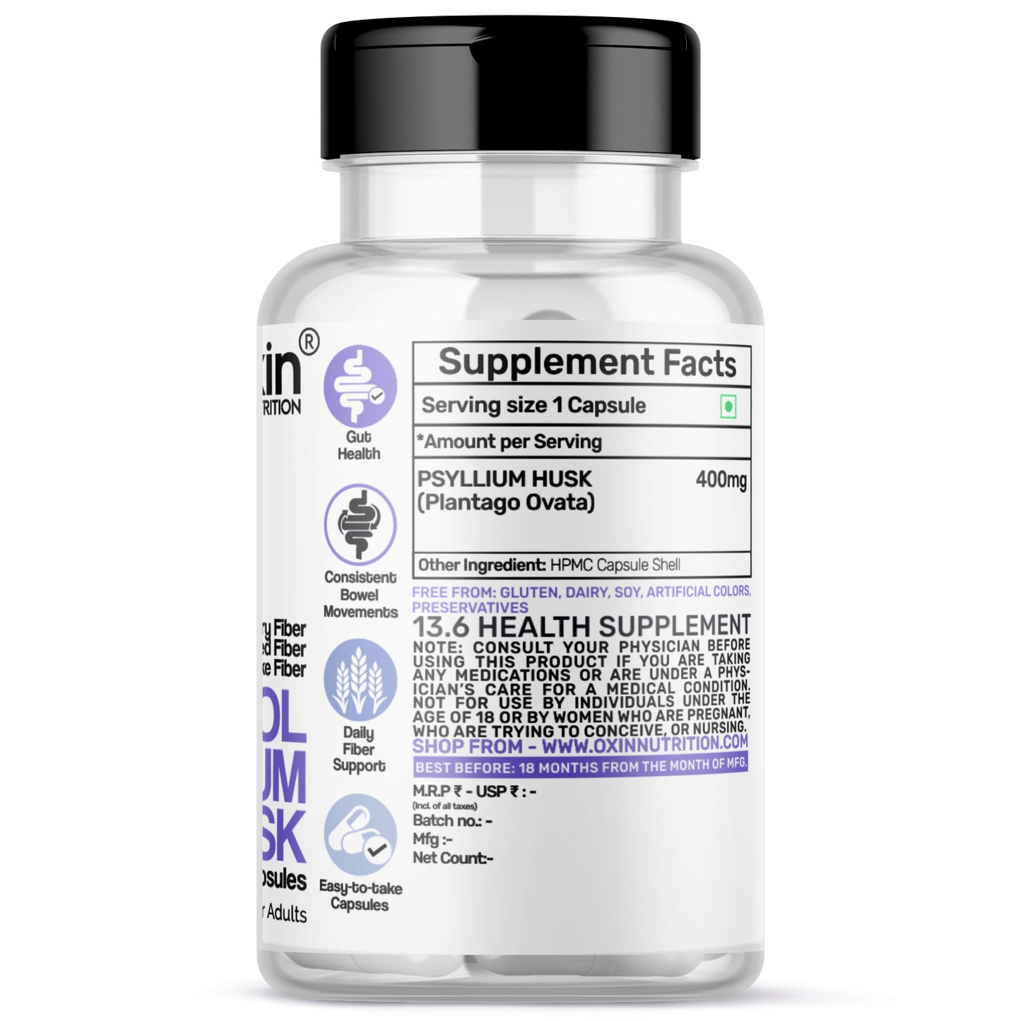 Isabgol Psyllium Husk 400mg Capsules