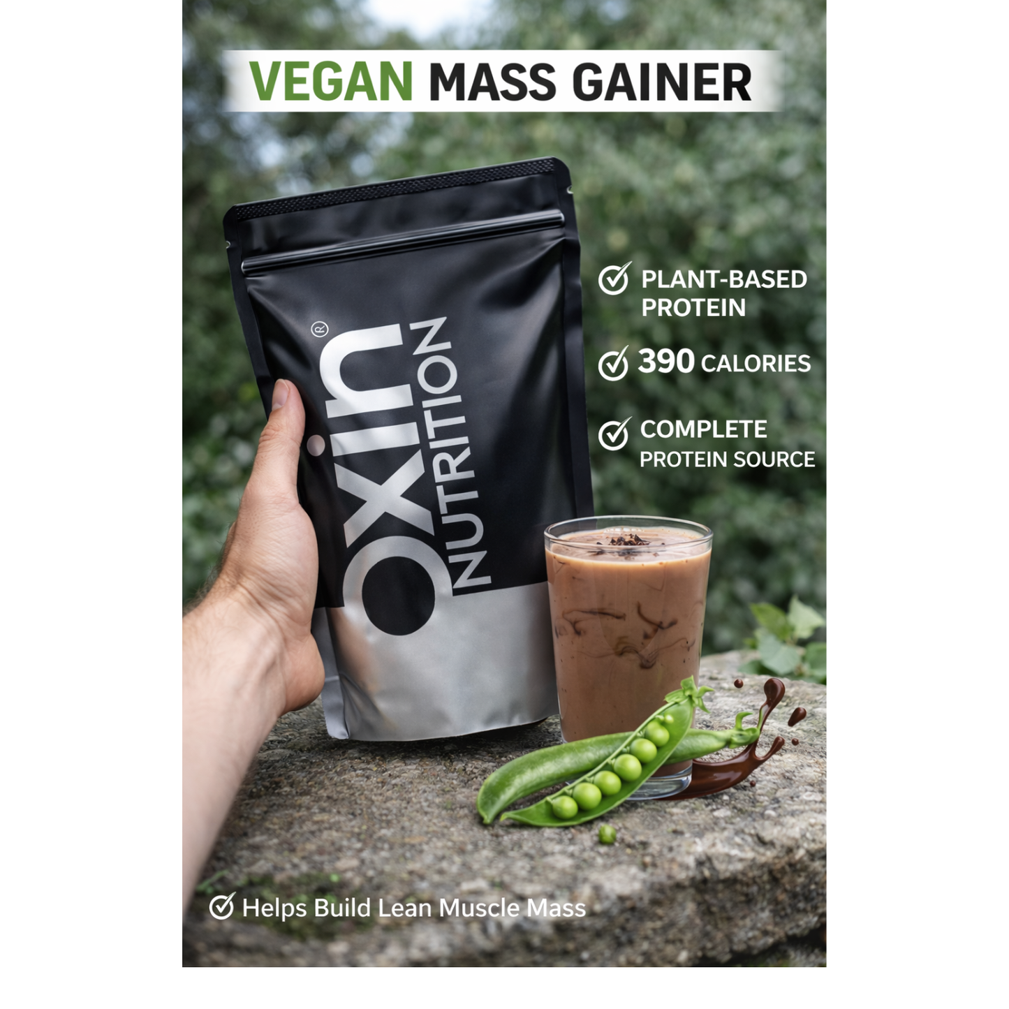 Oxin Nutrition® Vegan Mass Gainer - Suitable for Vegan/ Vegetarians - 1KG