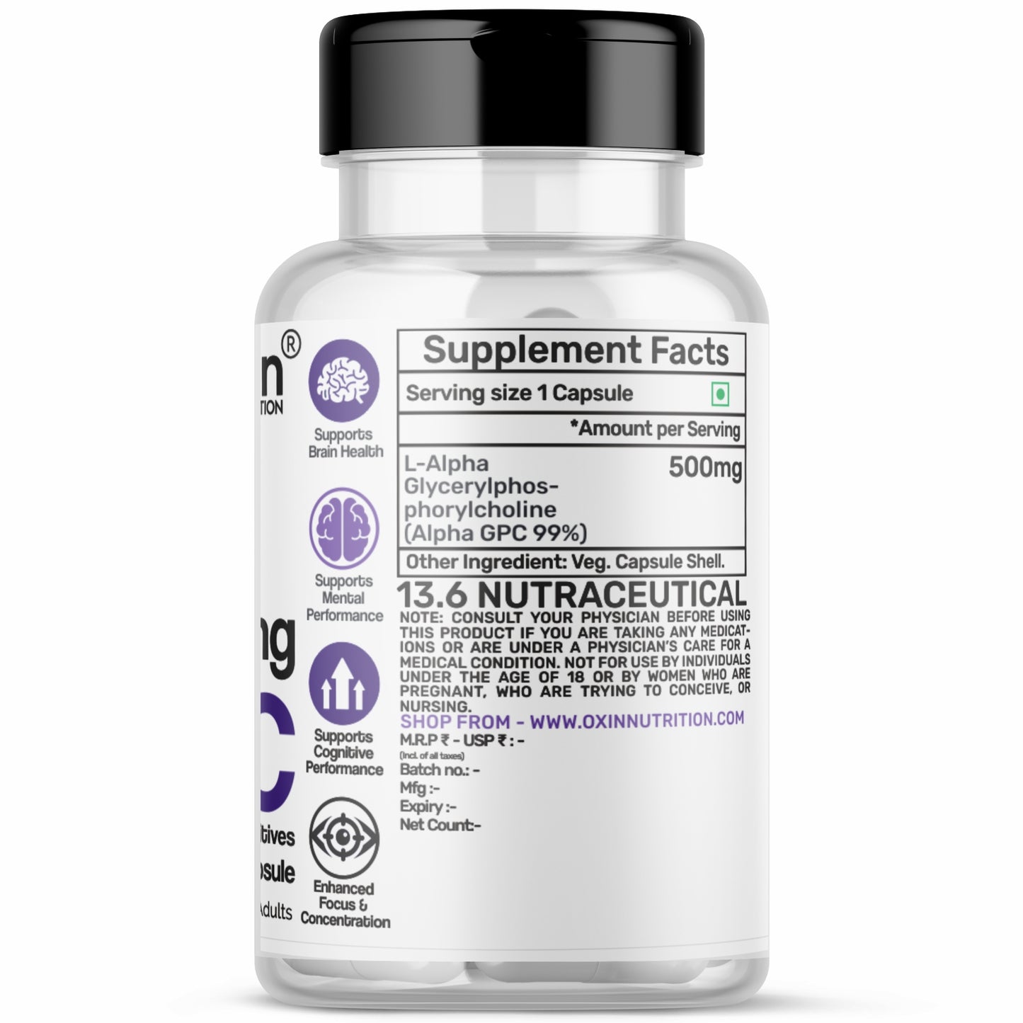Alpha GPC 500mg Single Ingredient