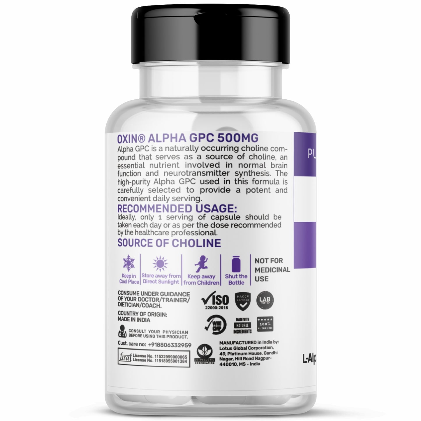 Alpha GPC 500mg Single Ingredient