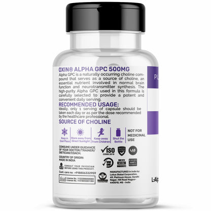 Alpha GPC 500mg Single Ingredient