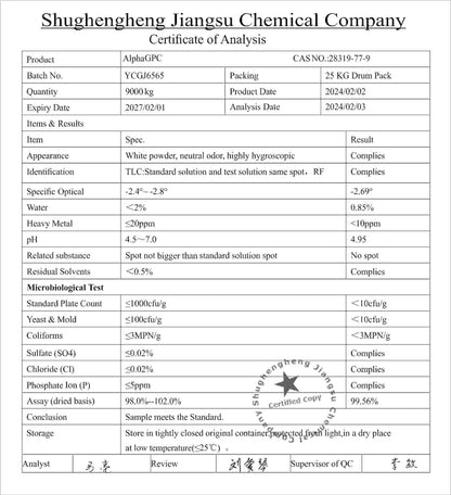 Oxin Nutrition Alpha GPC (α-GPC) 600mg - Premium Choline Source