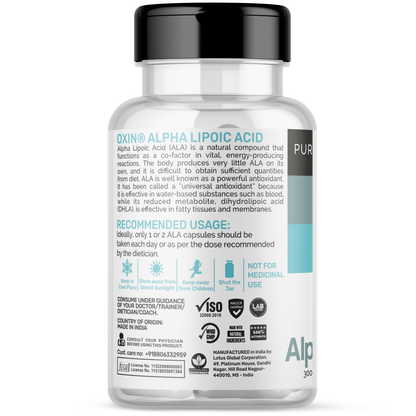 Oxin Nutrition® ALA Alpha Lipoic Acid 300mg