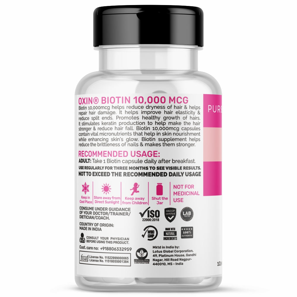 Oxin® Nutrition Biotin 10000mcg Capsule
