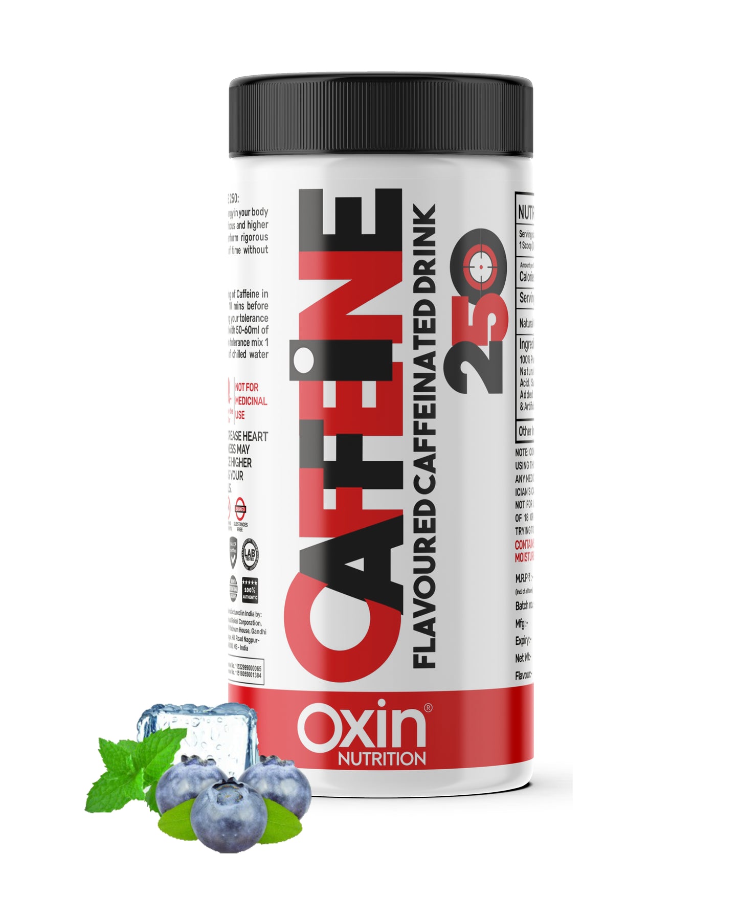 Oxin Nutrition Caffeine Powder – 250mg per Serving (80g | 40 Servings)