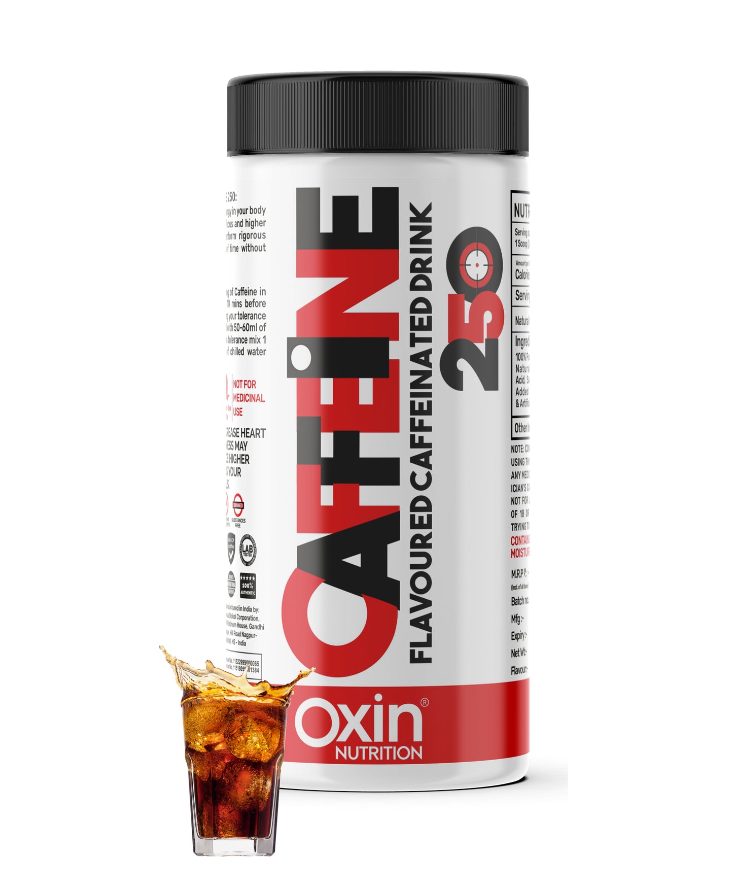 Oxin Nutrition Caffeine Powder – 250mg per Serving (80g | 40 Servings)