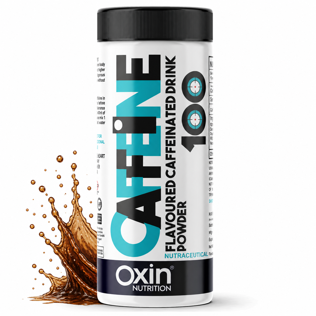 Caffeine 100 mg flavoured drink powder for energy and focus support