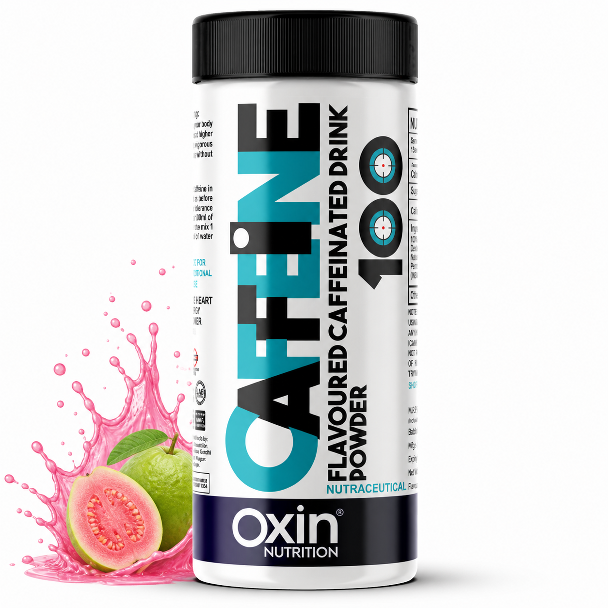 Caffeine 100 mg flavoured drink powder for energy and focus support