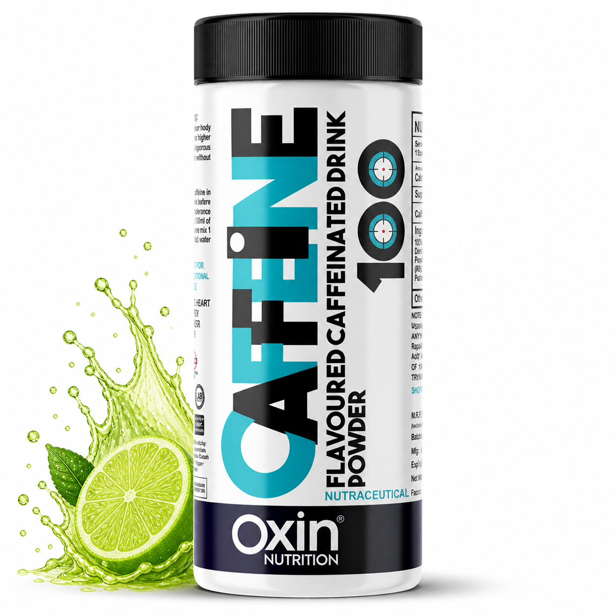 Caffeine 100 mg flavoured drink powder for energy and focus support