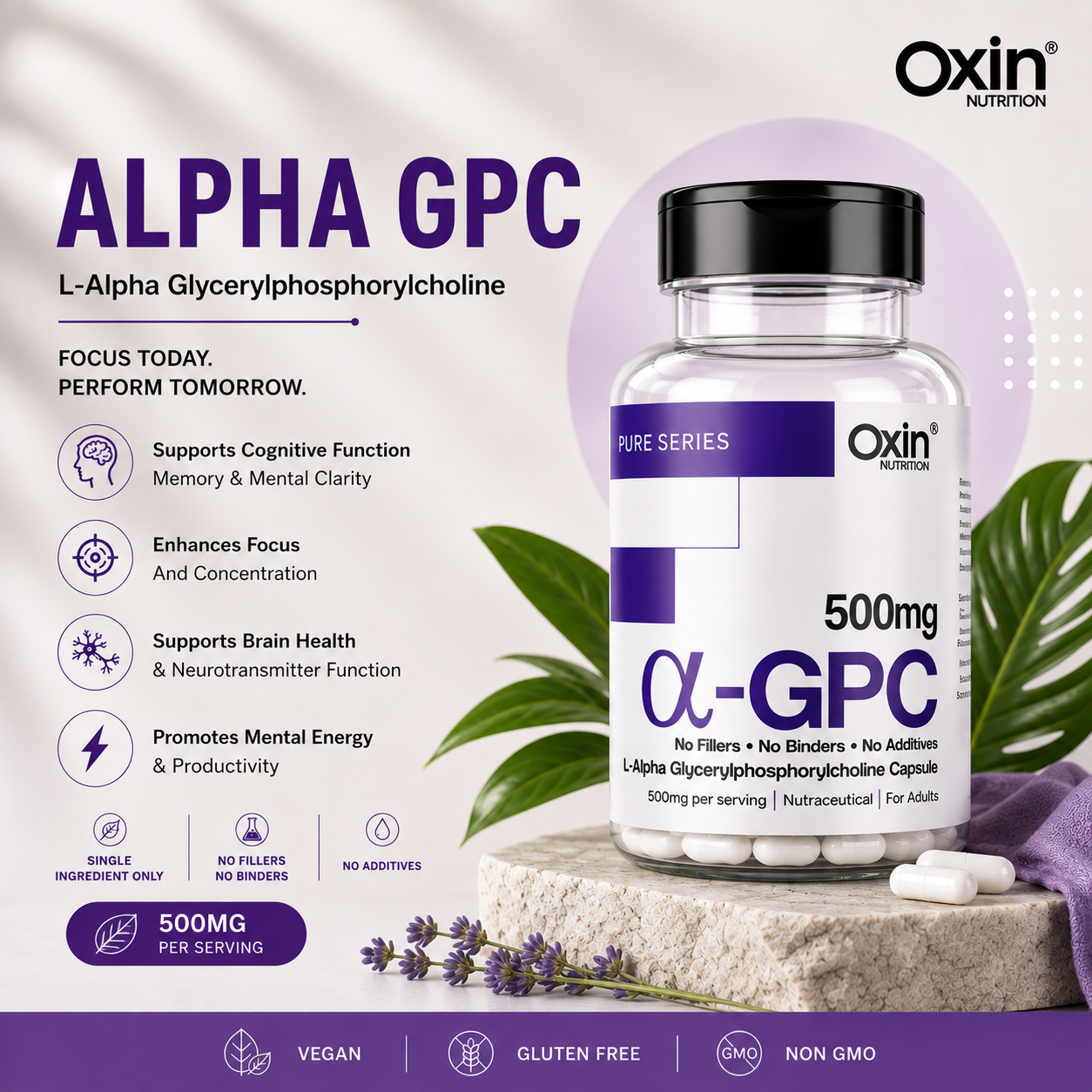 Alpha GPC 500mg Single Ingredient