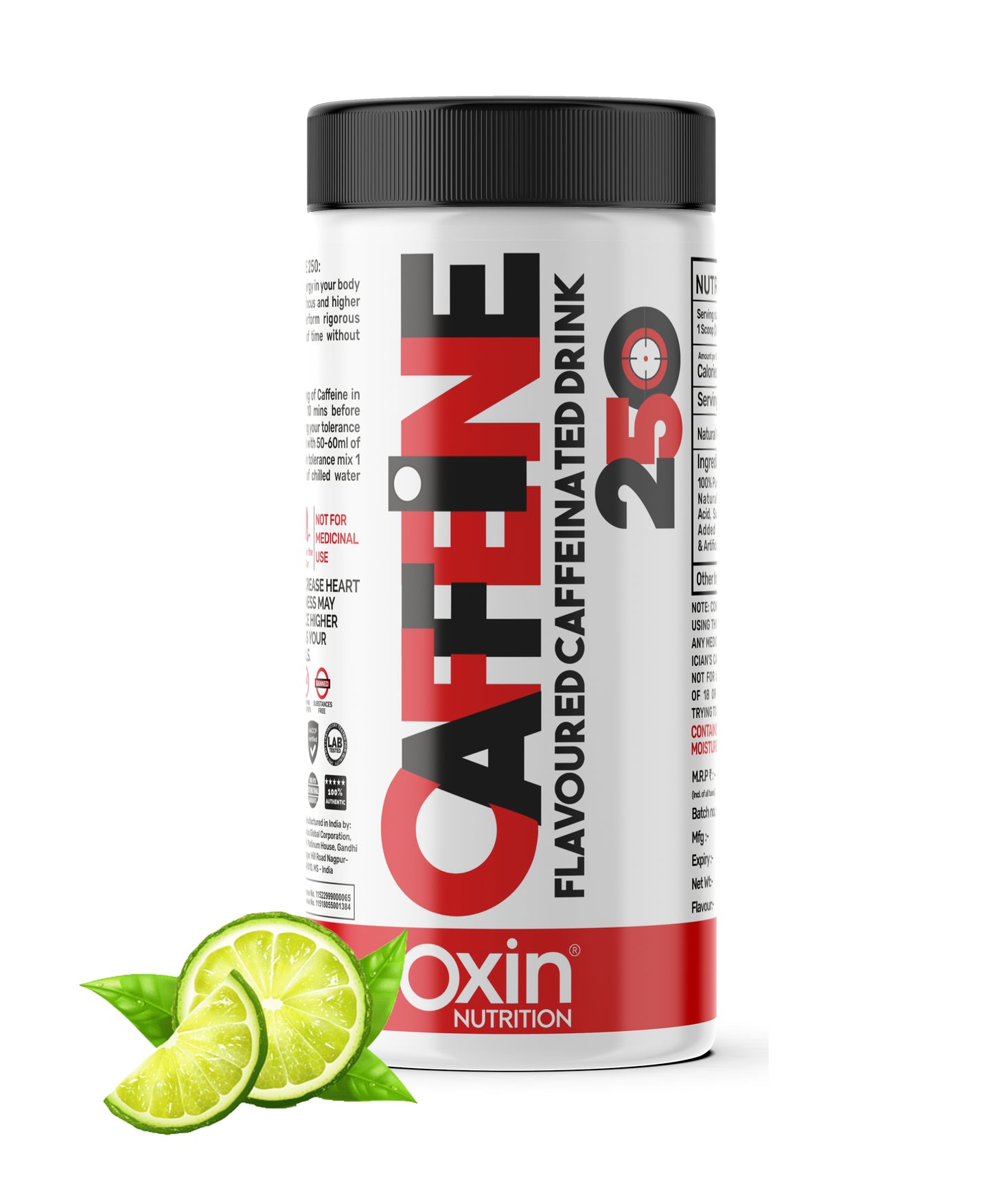 Oxin Nutrition Caffeine Powder – 250mg per Serving (80g | 40 Servings)