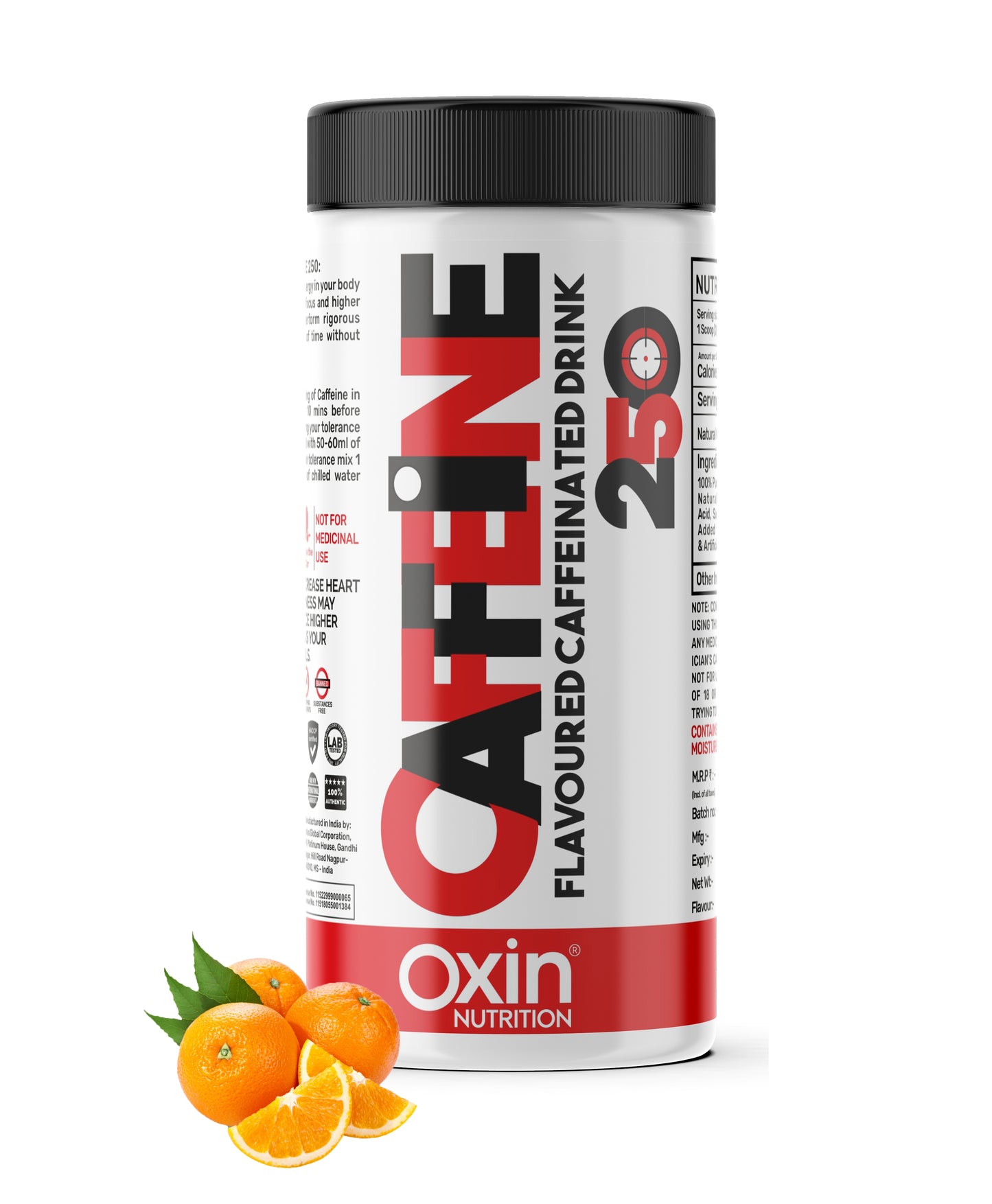 Oxin Nutrition Caffeine Powder – 250mg per Serving (80g | 40 Servings)