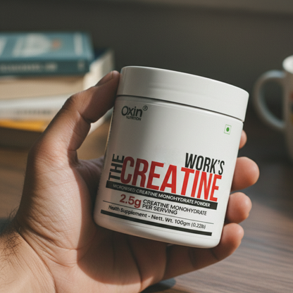 The Creatine Works 100% Pure Creatine Monohydrate 100g | Unflavoured | Muscle Strength & Performance | Oxin Nutrition