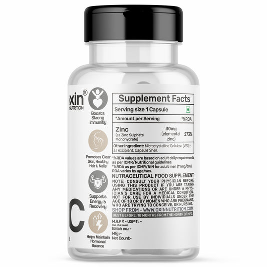 Oxin® Nutrition Zinc Capsules 30mg
