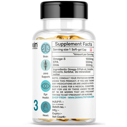 Oxin® Nutrition Triple Strength Omega 3 Fish Oil Capsules