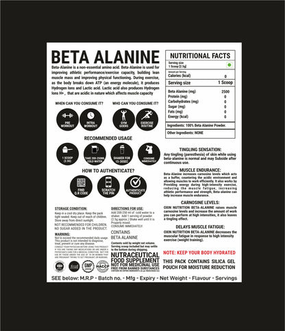 Oxin Nutrition® Beta Alanine Powder 100% Pure Imported