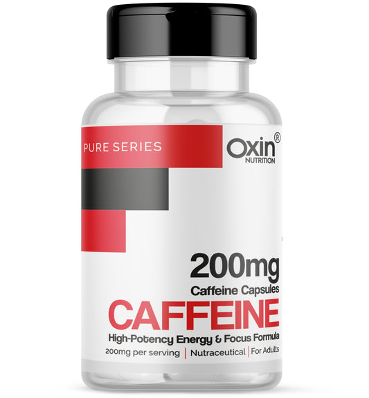 Caffeine anhydrous 200 mg capsules bottle for energy and focus support