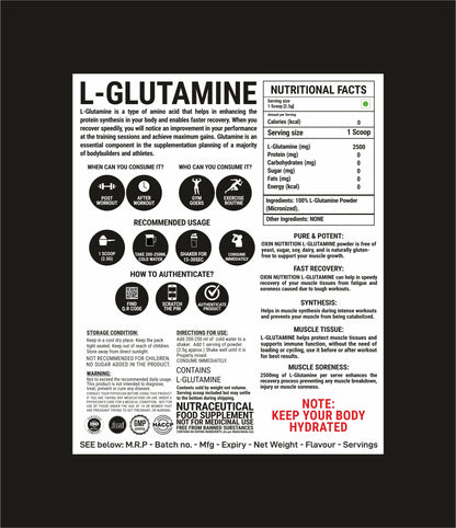 Oxin Nutrition® L-Glutamine Powder 100% Pure Imported