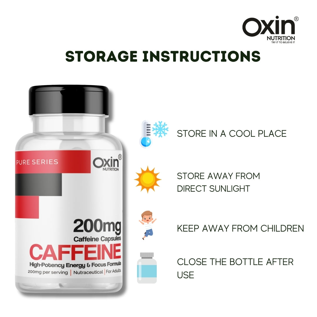 Caffeine anhydrous 200 mg capsules bottle for energy and focus support