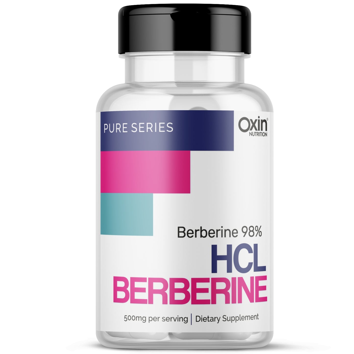 Oxin Nutrition®  Berberine HCL 500mg Capsules - 98% Highly Purified and Bioavailable Supplement - 82:1 Concentrated Formula